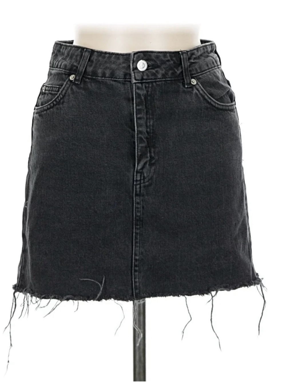 Topshop Black Washed Denim Mini Skirt